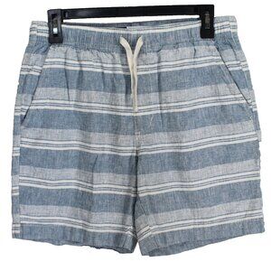 Old Navy Linen Blend Jogger Shorts Mens Size S Blue White Stripe 7" Inseam